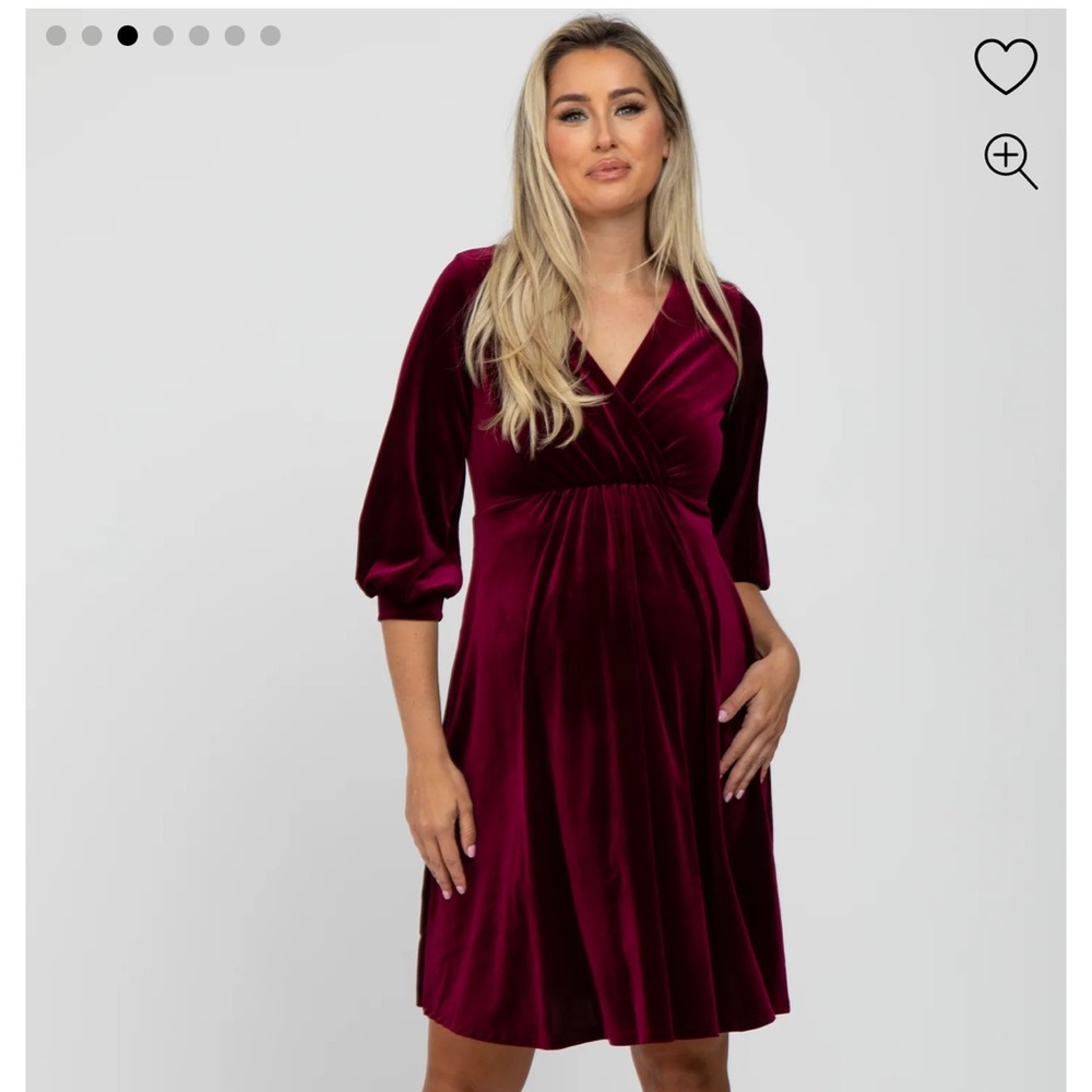 Burgundy Velvet Wrap Front Babydoll Dress size medium Pinkblush